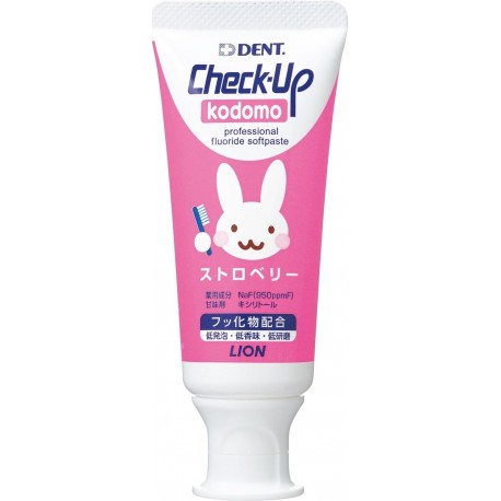 Lion Dental Check-up Kodomo Strawberry Paste Pink