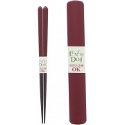 Chopsticks & Chopsticks Case Set Ishida Ranchdo Natural Wood Red