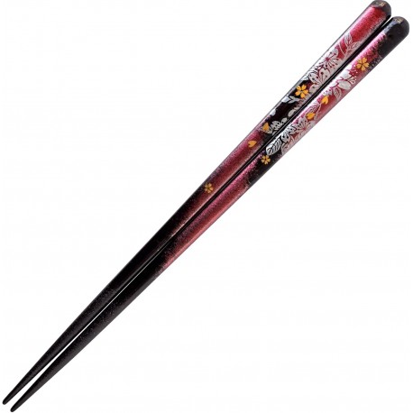 Chopsticks Sunlife H-05711 Natural Wood Cherry Blossoms Red